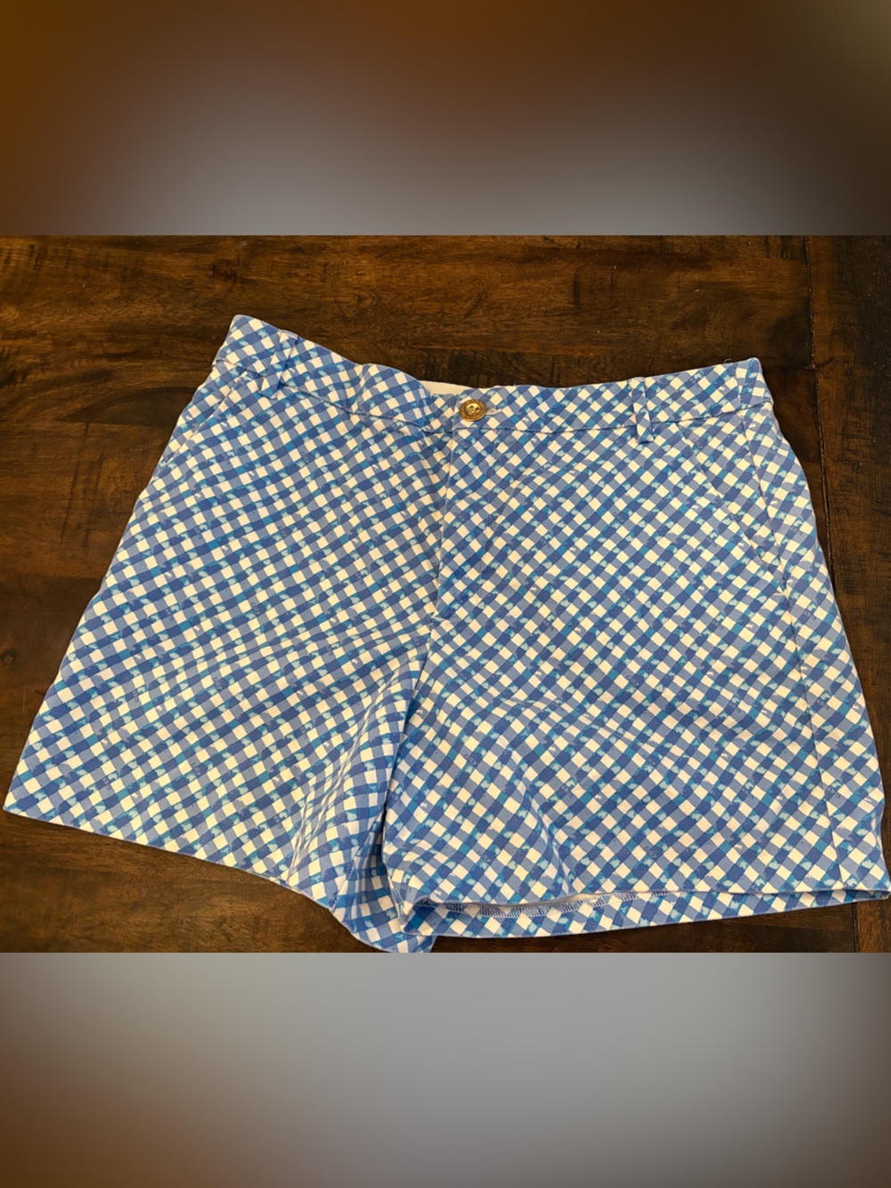 Lilly Pulitzer 12 Boca Blue Double Checking Gretchen Shorts EUC